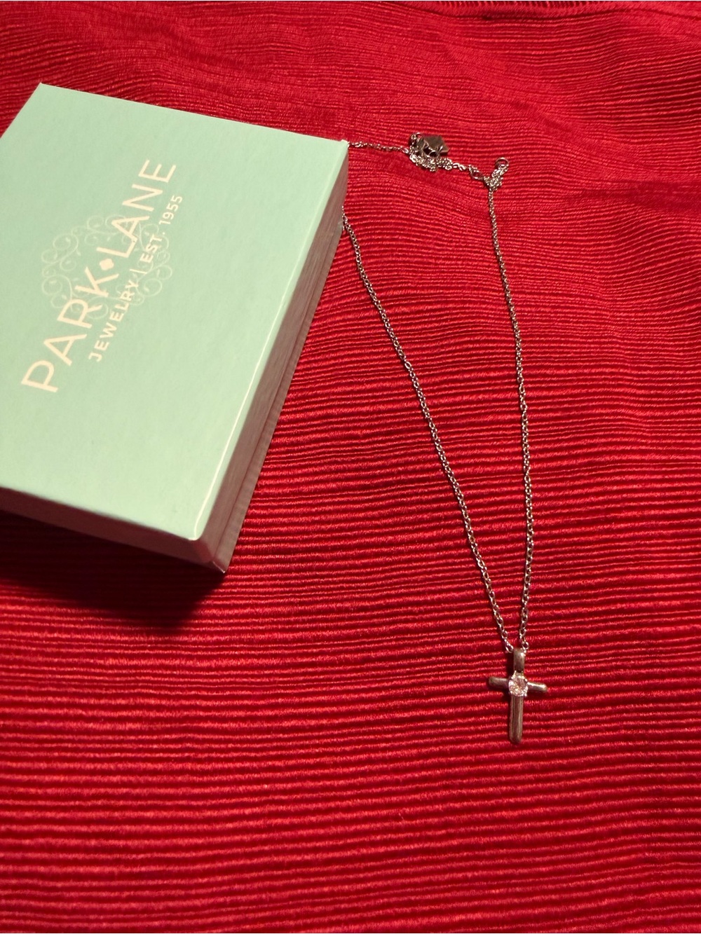 Park Lane Silver Crystal Cross Necklace